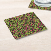 Leopard Muster in Raspberry auf Lime Green Rechteckiger Pappuntersetzer (angewinkelt)