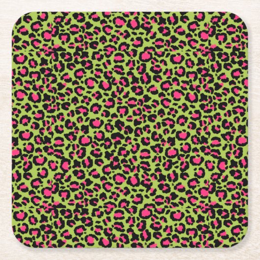 Leopard Muster in Raspberry auf Lime Green Rechteckiger Pappuntersetzer (Vorderseite)