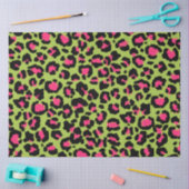 Leopard Muster in Raspberry auf Lime Green Seidenpapier (Basteln)