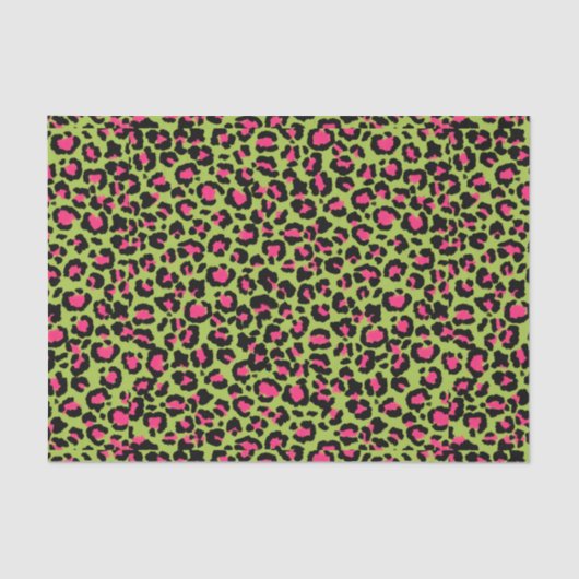 Leopard Muster in Raspberry auf Lime Green Seidenpapier (Vorderseite)