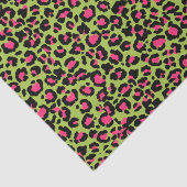Leopard Muster in Raspberry auf Lime Green Seidenpapier (Ausschnitt)