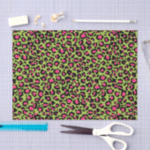 Leopard Muster in Raspberry auf Lime Green Seidenpapier (Handwerk)