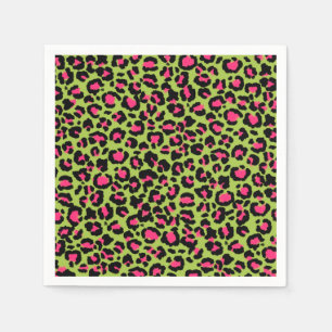 Leopard Muster in Raspberry auf Lime Green Serviette