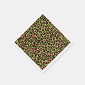 Leopard Muster in Raspberry auf Lime Green Serviette (Ecke)