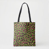 Leopard Muster in Raspberry auf Lime Green Tasche (Vorderseite)