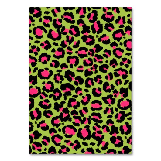 Leopard Muster in Raspberry auf Lime Green Tischnummer (Vorderseite)