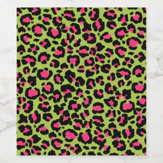 Leopard Muster in Raspberry auf Lime Green Weinetikett (Einzelnes Label)