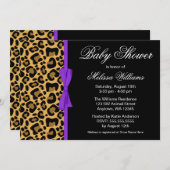 Leopard Muster Lila druckbare Ribbon Babydusche Einladung (Vorne/Hinten)
