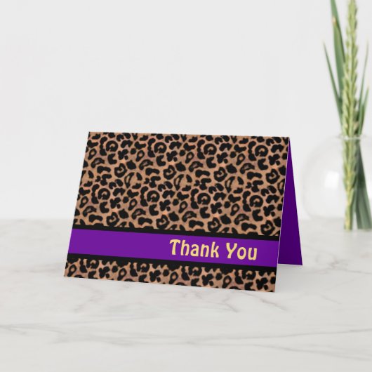 Leopard Muster Lila Stripe Sweet 16 DANK Dankeskarte (Vorderseite)