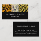 Leopard Muster Modernes Schwarzes Monogramm #17 Visitenkarte (Vorne/Hinten)