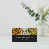 Leopard Muster Modernes Schwarzes Monogramm #17 Visitenkarte (Stehend Vorderseite)