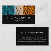 Leopard Muster Modernes Schwarzes Monogramm #19 Visitenkarte (Vorne/Hinten)