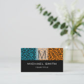 Leopard Muster Modernes Schwarzes Monogramm #19 Visitenkarte (Stehend Vorderseite)