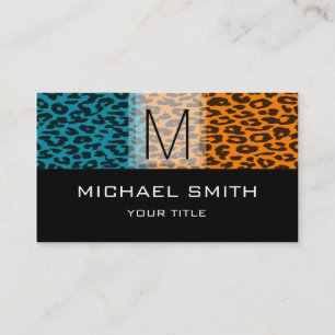 Leopard Muster Modernes Schwarzes Monogramm #19 Visitenkarte