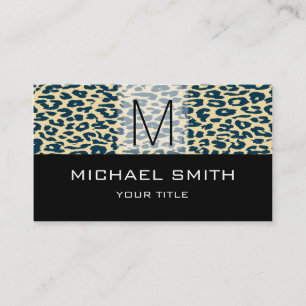 Leopard Muster Modernes Schwarzes Monogramm #20 Visitenkarte