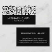 Leopard Muster Modernes Schwarzes Monogramm #22 Visitenkarte (Vorne/Hinten)