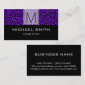 Leopard Muster Modernes Schwarzes Monogramm #24 Visitenkarte (Vorne/Hinten)