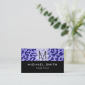 Leopard Muster Modernes Schwarzes Monogramm #30 Visitenkarte (Stehend Vorderseite)
