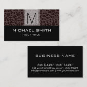 Leopard Muster Modernes Schwarzes Monogramm #5 Visitenkarte (Vorne/Hinten)
