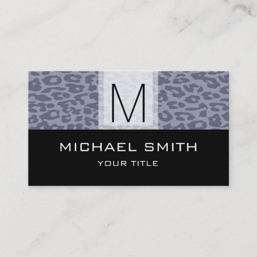 Leopard Muster Modernes Schwarzes Monogramm #7 Visitenkarte (Vorderseite)