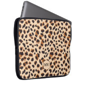 Leopard Muster Monogram Brown Chic Initials Laptopschutzhülle (Vorne Rechts)