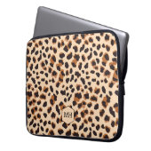 Leopard Muster Monogram Brown Chic Initials Laptopschutzhülle (Vorderseite Links)