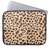 Leopard Muster Monogram Brown Chic Initials Laptopschutzhülle (Vorderseite)