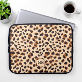Leopard Muster Monogram Brown Chic Initials Laptopschutzhülle