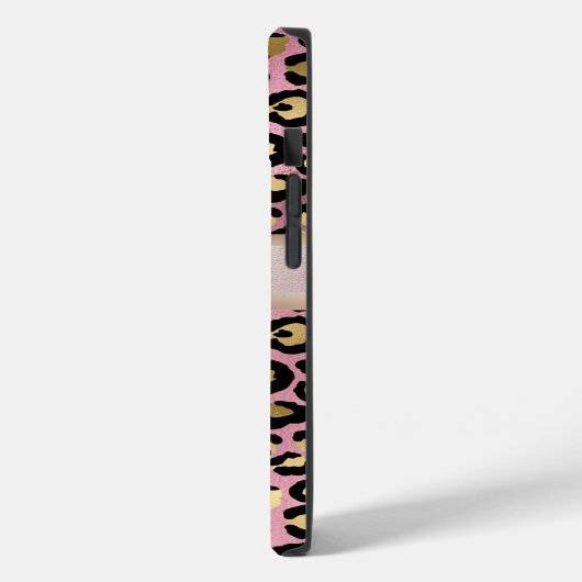 Leopard Muster Monogram Rose Gold Black Case-Mate iPhone Hülle (Rückseite / Links)