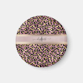 Leopard Muster Monogram Rose Gold Black Magnet (Vorne)