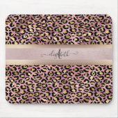 Leopard Muster Monogram Rose Gold Black Mousepad (Vorne)