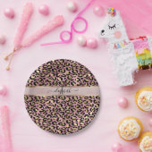 Leopard Muster Monogram Rose Gold Black Pappteller (Party)