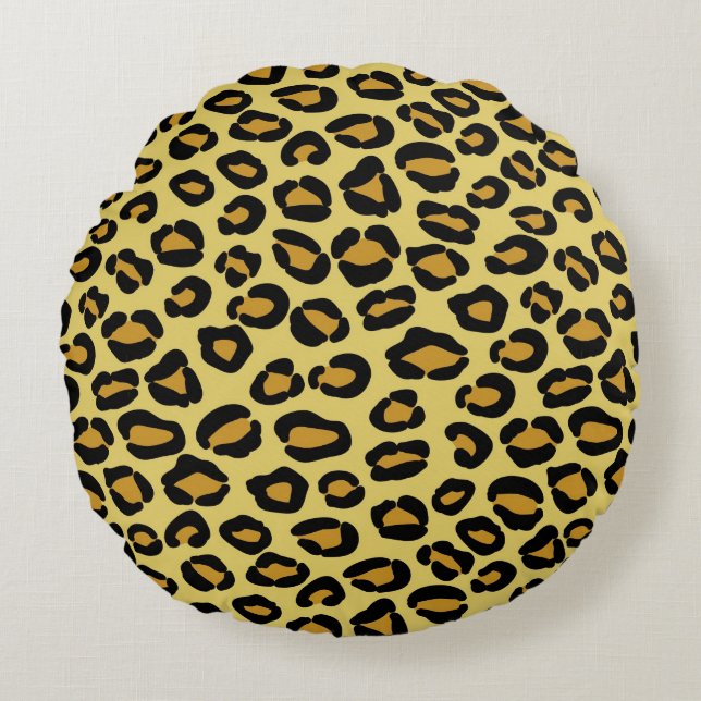 Leopard-Muster Rundes Kissen (Vorderseite)