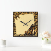 Leopard Muster Schuhe personalisiert Quadratische Wanduhr (Zuhause)