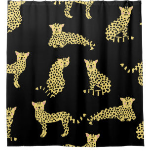 Leopard Muster: Schwarze Hintergrundekäse Duschvorhang