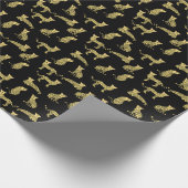 Leopard Muster: Schwarze Hintergrundekäse Geschenkpapier (Ecke)