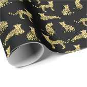 Leopard Muster: Schwarze Hintergrundekäse Geschenkpapier (Rolleneckpunkt)