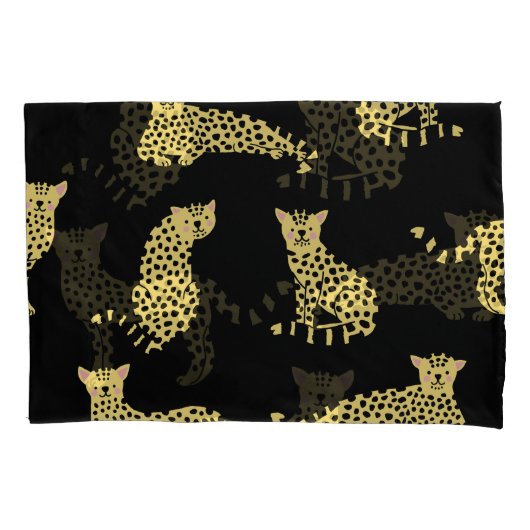 Leopard Muster: Schwarze Hintergrundekäse Kissenbezug (Vorderseite)
