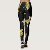 Leopard Muster: Schwarze Hintergrundekäse Leggings (Rückseite)