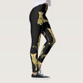 Leopard Muster: Schwarze Hintergrundekäse Leggings (Rechts)