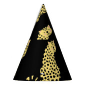 Leopard Muster: Schwarze Hintergrundekäse Partyhütchen (Links)