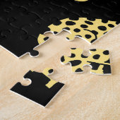 Leopard Muster: Schwarze Hintergrundekäse Puzzle (Seite)