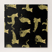Leopard Muster: Schwarze Hintergrundekäse Puzzle (Horizontal)