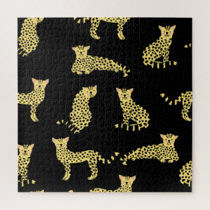 Leopard Muster: Schwarze Hintergrundekäse Puzzle