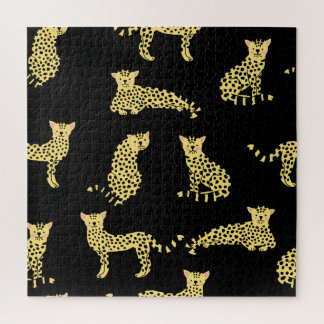 Leopard Muster: Schwarze Hintergrundekäse Puzzle
