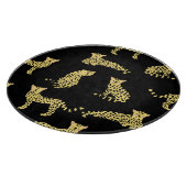 Leopard Muster: Schwarze Hintergrundekäse Schneidebrett (Ecke)
