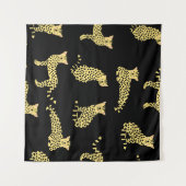 Leopard Muster: Schwarze Hintergrundekäse Wandteppich (Vorderseite (Horizontal))
