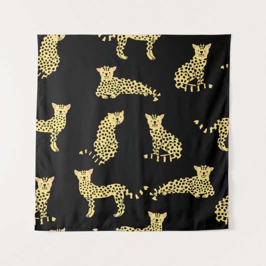Leopard Muster: Schwarze Hintergrundekäse Wandteppich (Vorderseite)