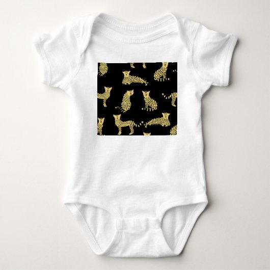 Leopard-Muster: Schwarzer Hintergrund Gepard Baby Strampler (Vorderseite)