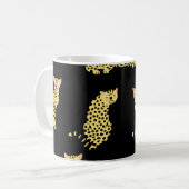 Leopard-Muster: Schwarzer Hintergrund Gepard Kaffeetasse (Vorderseite Links)